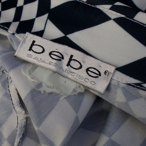 Vintage BEBE DISCO Black & White Checkered Long Sleeve Button Down Blouse - Picture 15 of 17